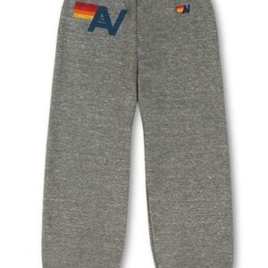 Aviator Nation Grey Sweatpants with Retro Rainbow Accent